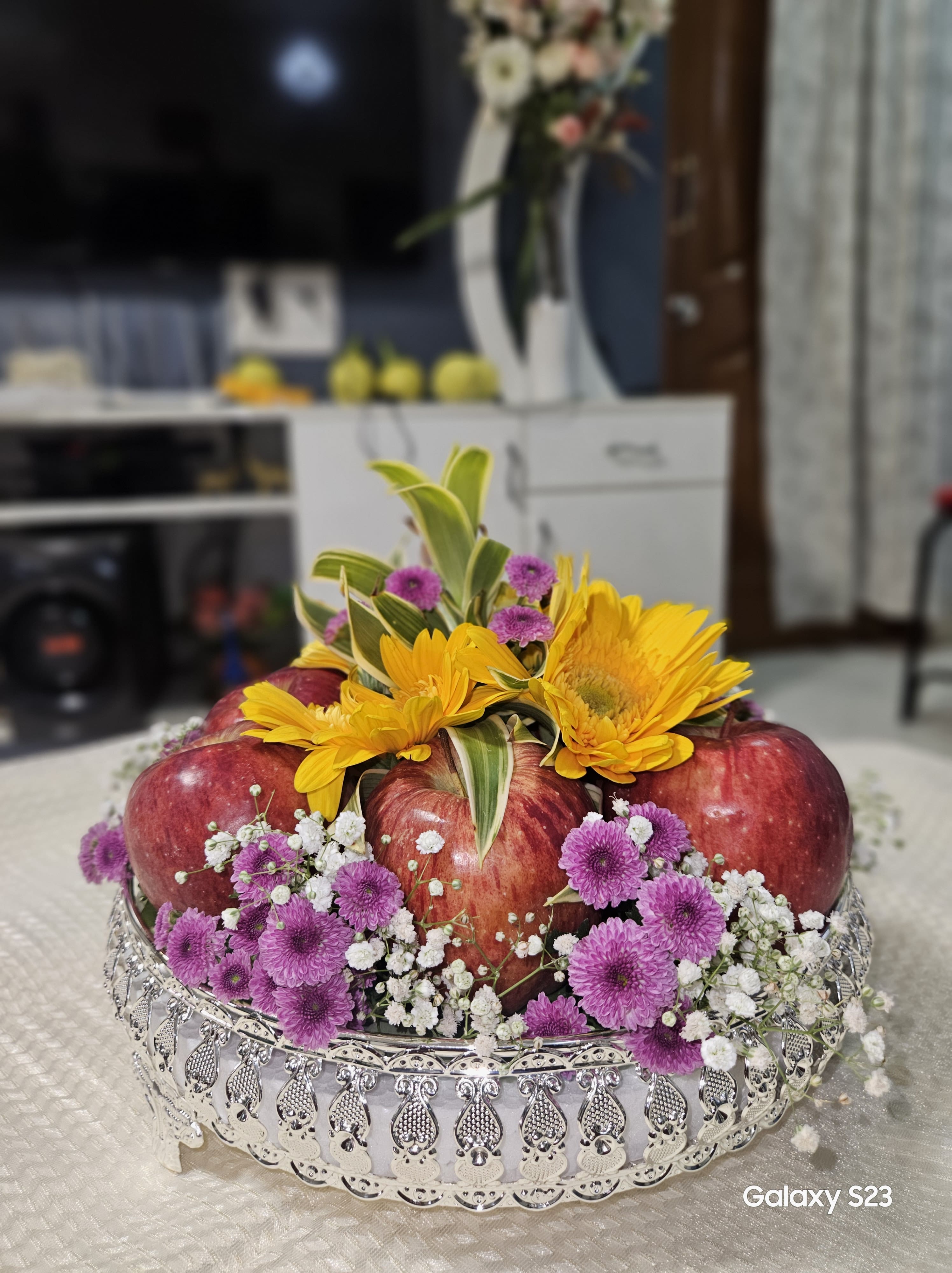 Apple and flower decoration