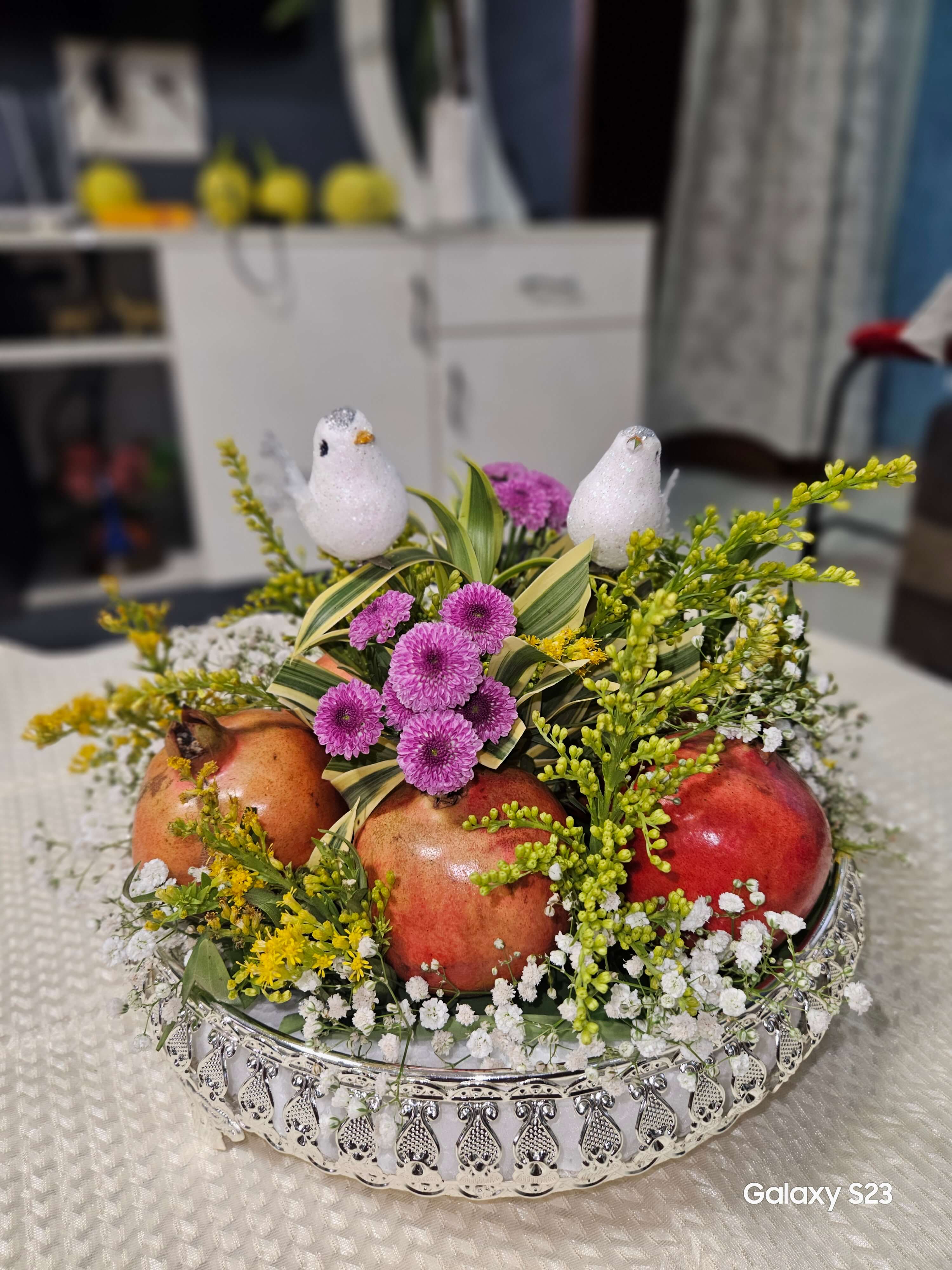 Grape and flower decoration